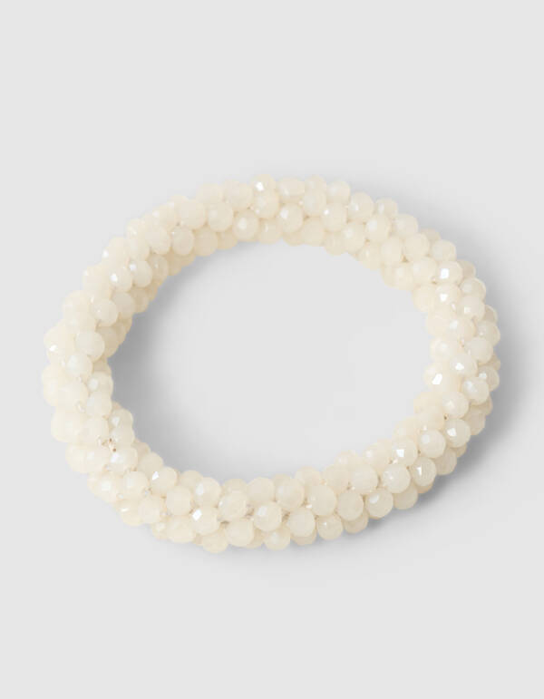 Beaded Haarelastiek Gebrochenes Wei&szlig; SHOEBY ACCESSOIRES