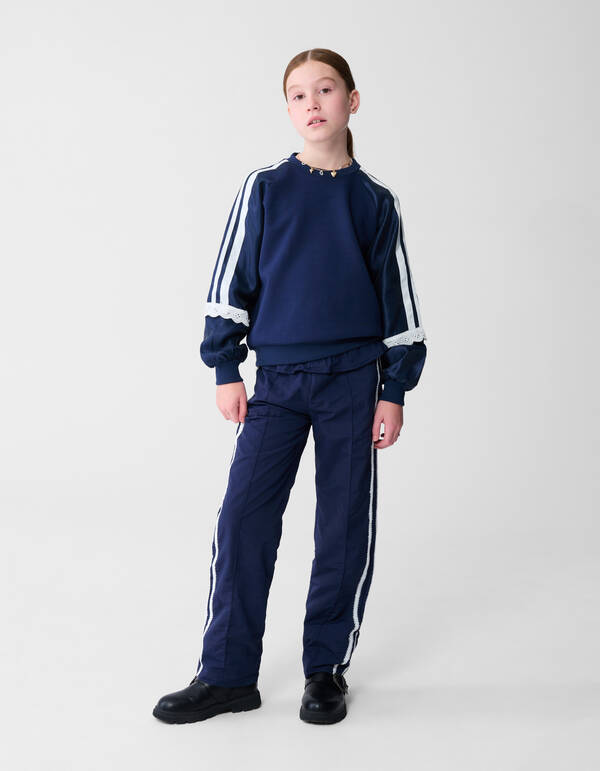 Satin-Spitzenpullover, Dunkelblau SHOEBY GIRLS