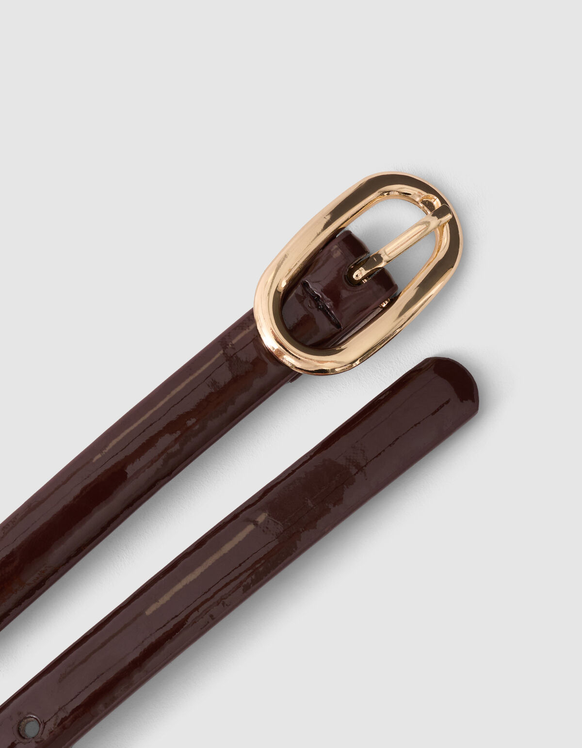 Schmale G&uuml;rtel Dunkelbraun/Gold SHOEBY ACCESSOIRES