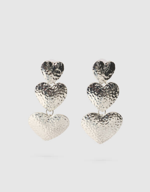Dreifache Herz-Ohrringe Silber SHOEBY ACCESSOIRES