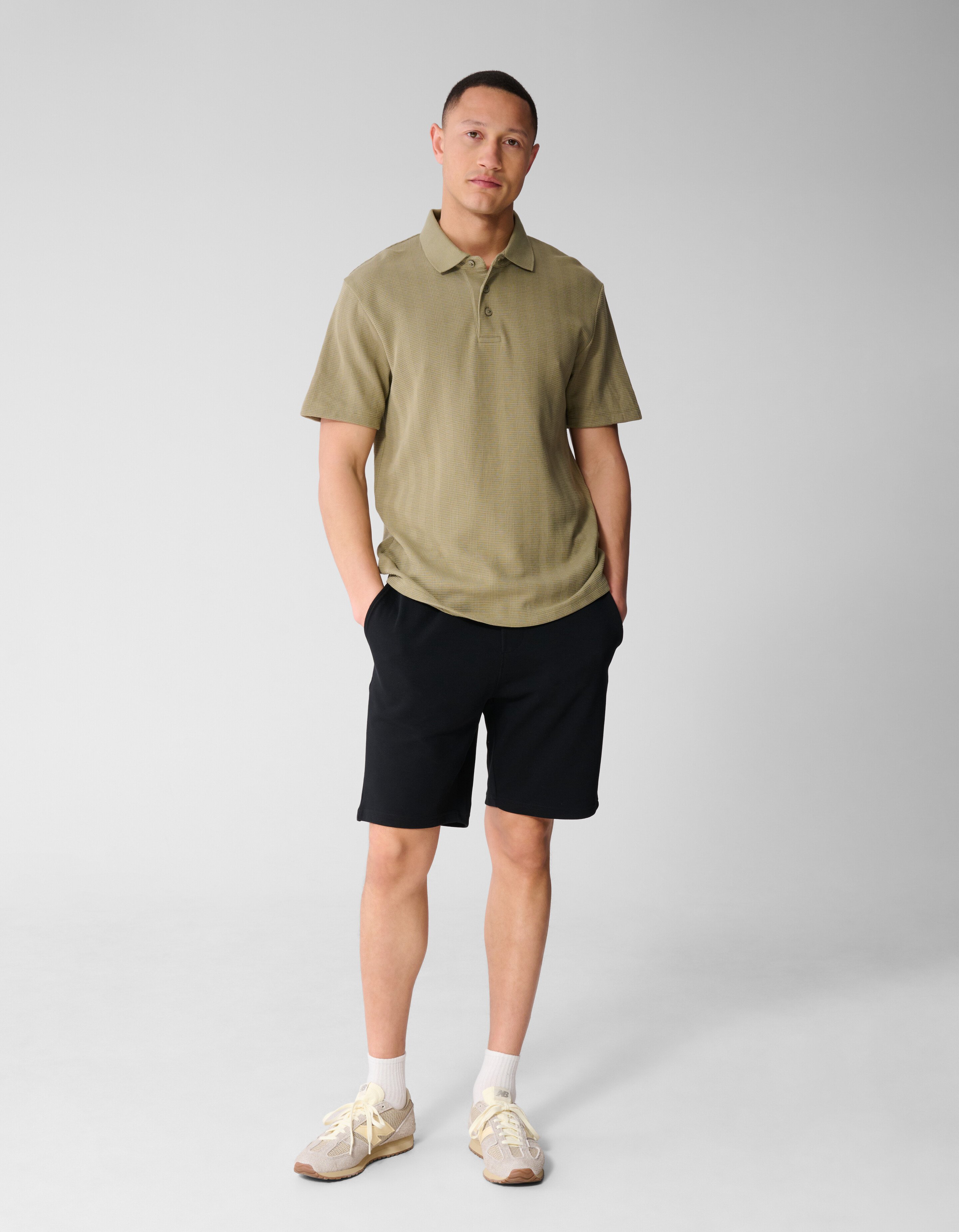Waffelstreifen-Polo Khaki SHOEBY MEN