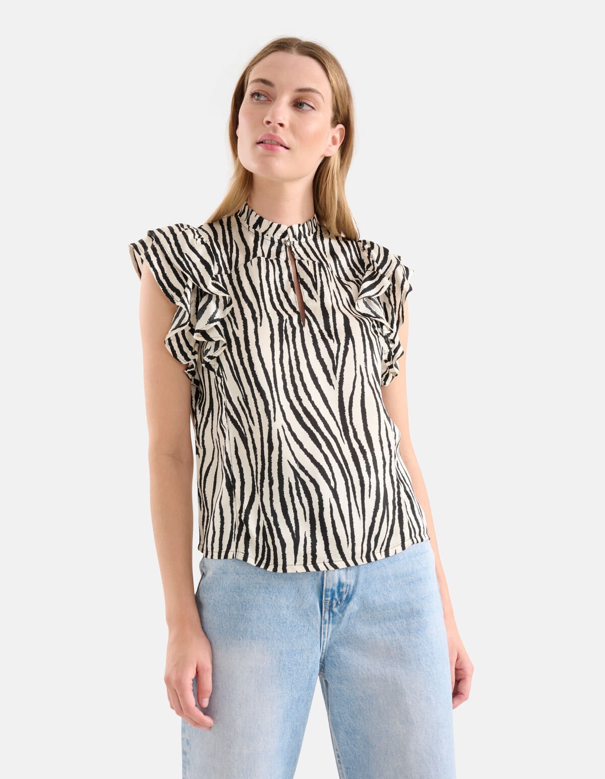 Top mit Zebradruck Schwarz/Weiß SHOEBY WOMEN