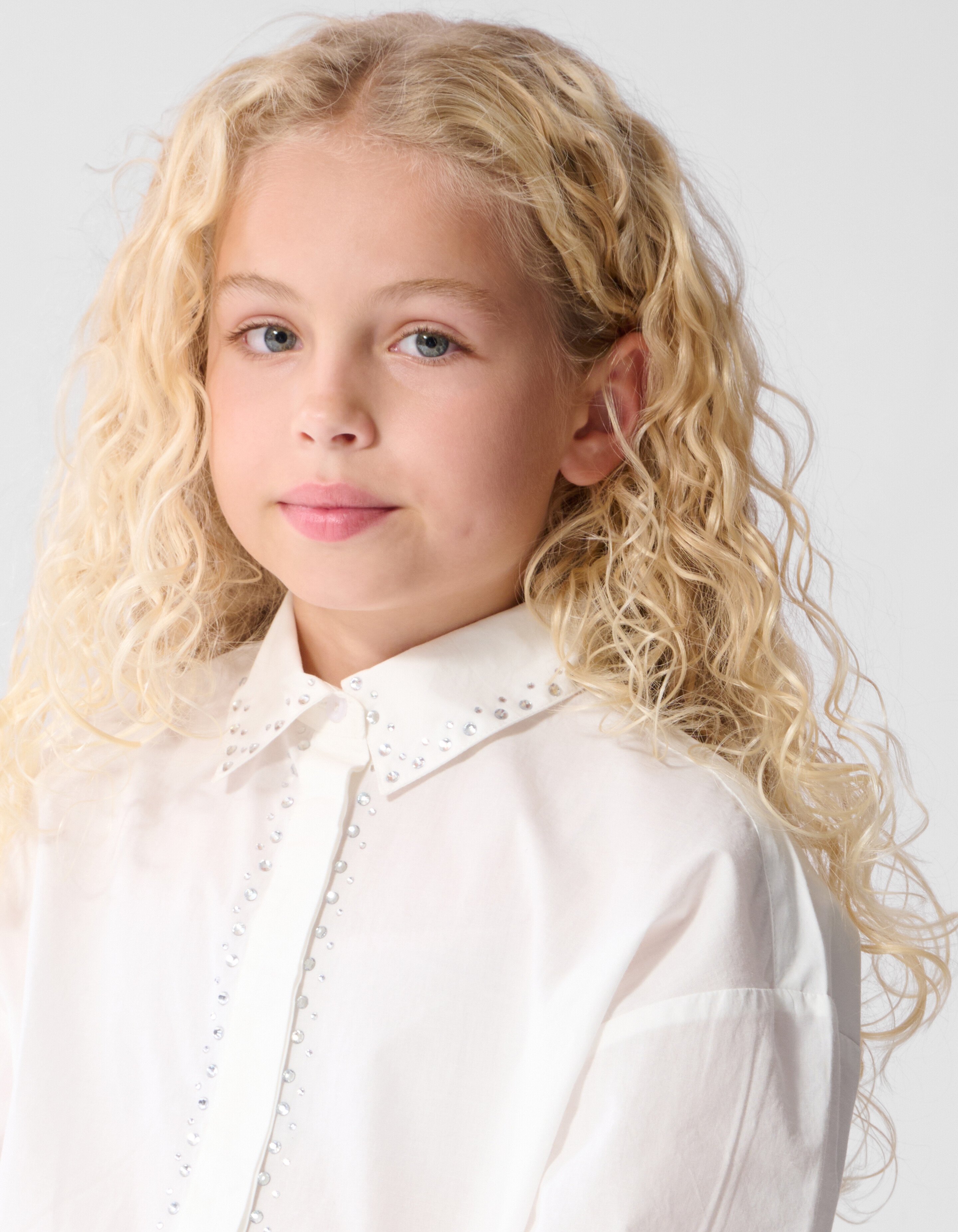 Strass Collar Bluse Wei&szlig; SHOEBY GIRLS