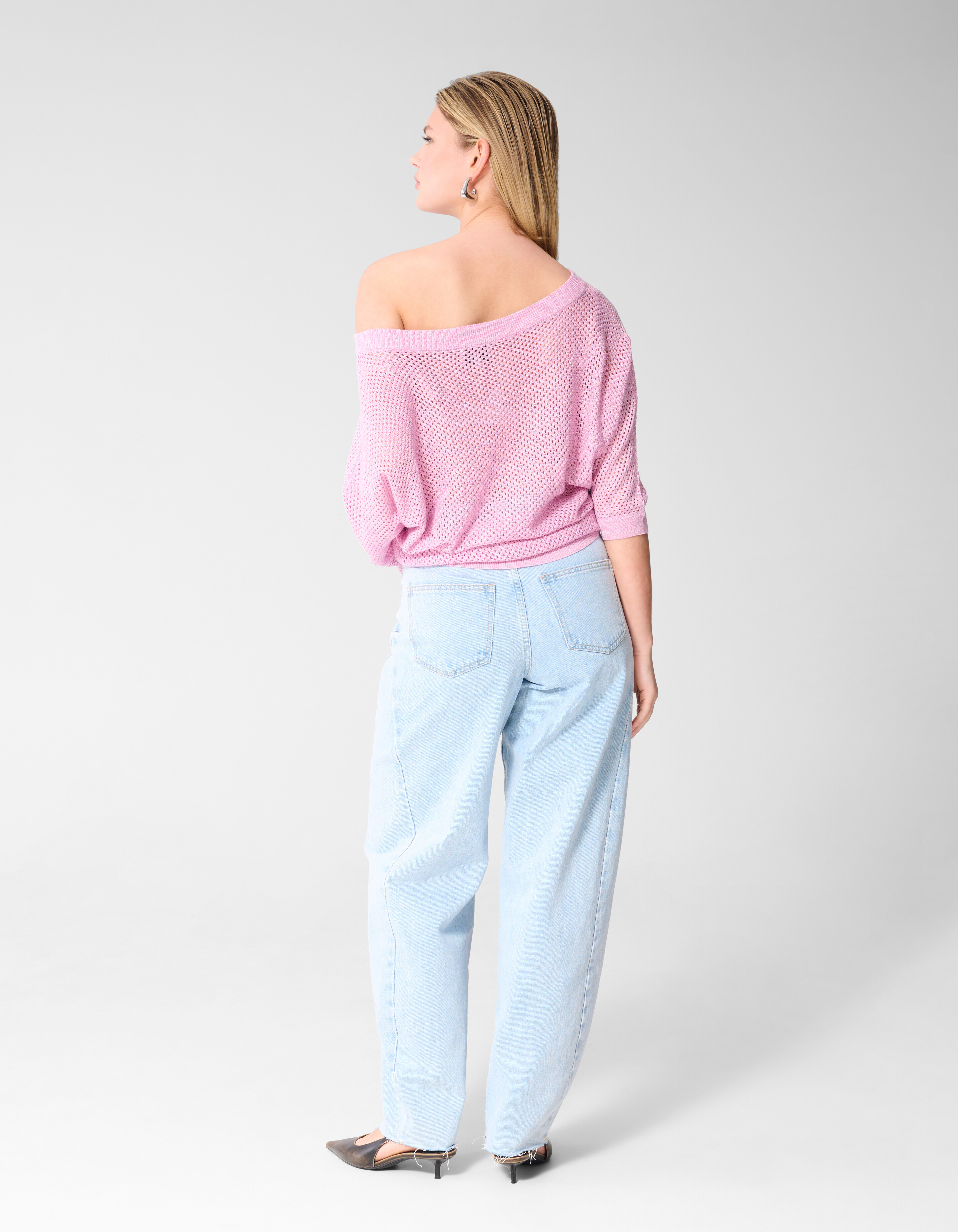 Glitzer Ajour Pullover Rosa SHOEBY WOMEN