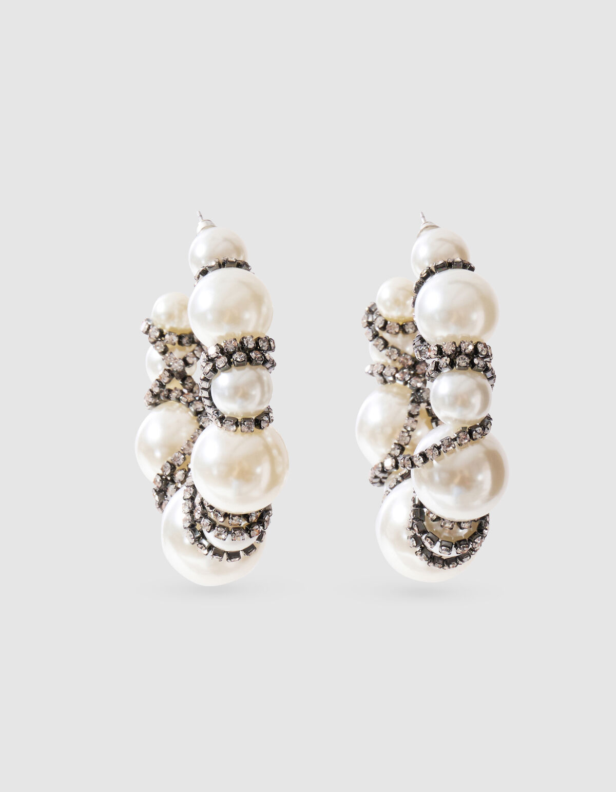 Perlen-Creolen Cremewei&szlig; SHOEBY ACCESSOIRES