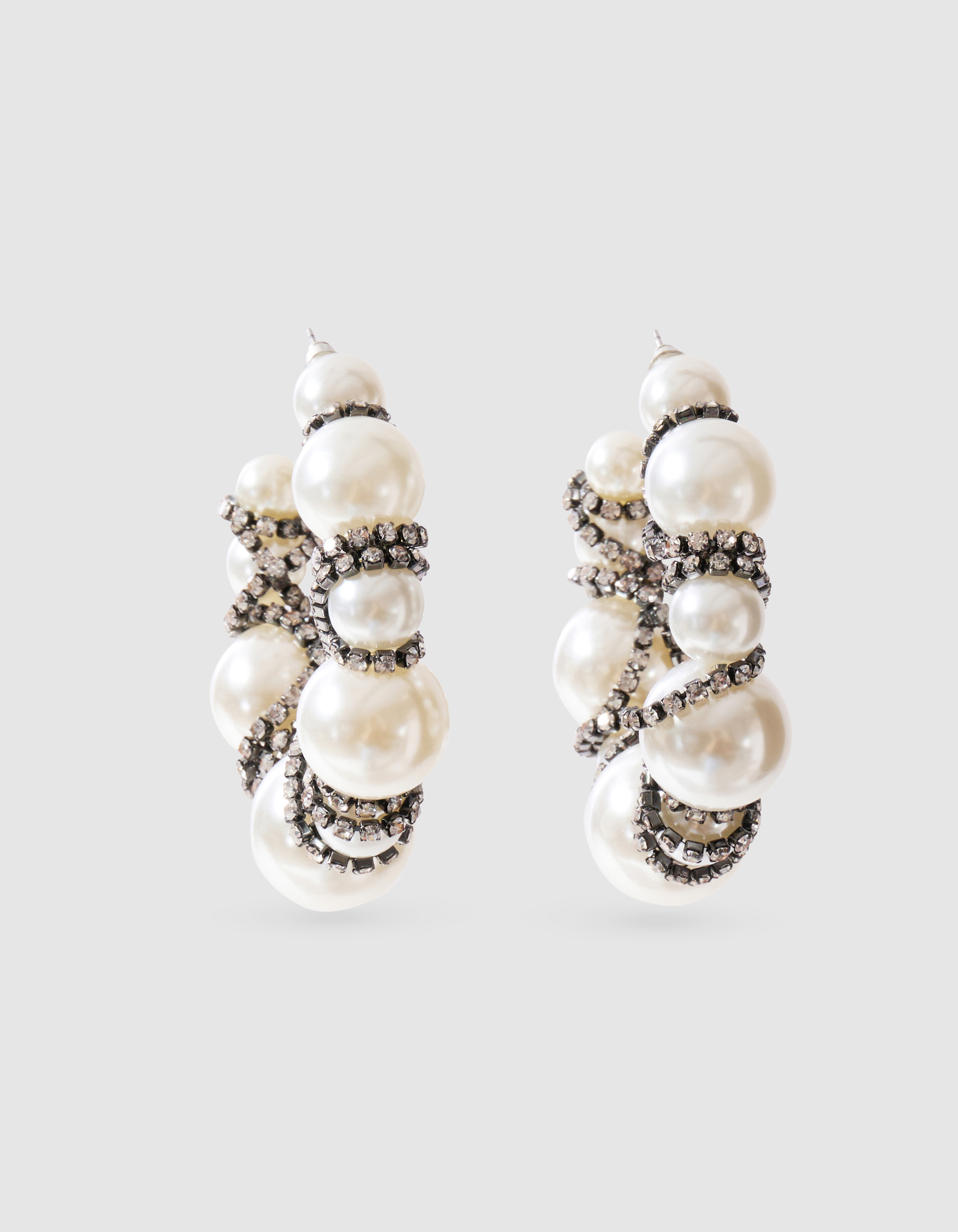 Perlen-Creolen Cremewei&szlig; SHOEBY ACCESSOIRES