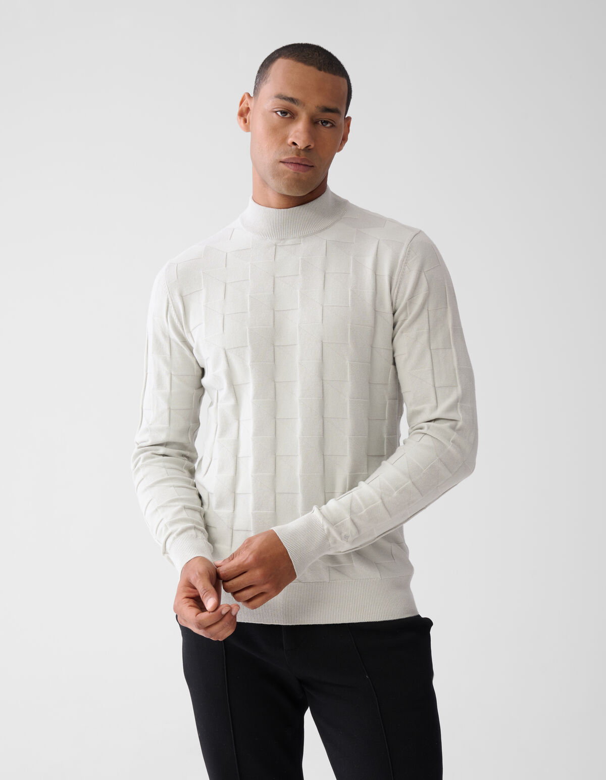 Pied De Poule Pullover Hellgrau SHOEBY MEN