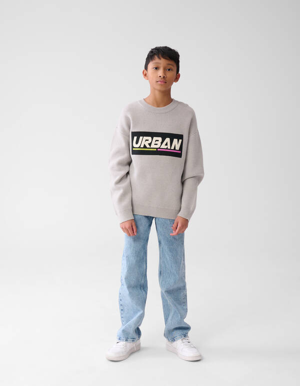Text-Pullover Grau SHOEBY BOYS