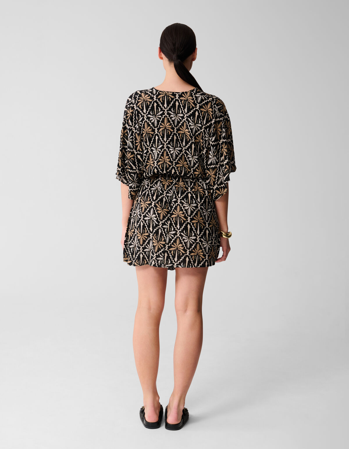 Bedrucktes Crinkle-Minikleid Schwarz/Weiß SHOEBY WOMEN