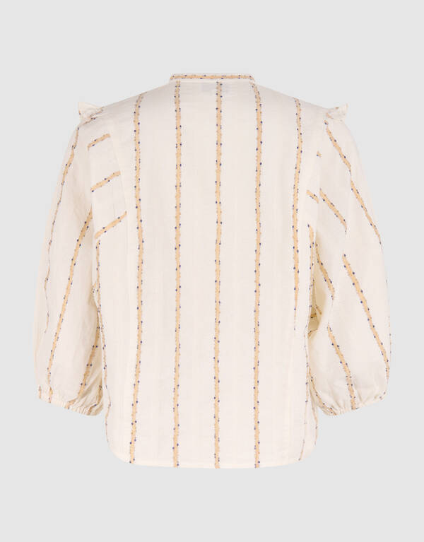 Jacquard-Bluse mit Rüschen Off White SHOEBY WOMEN