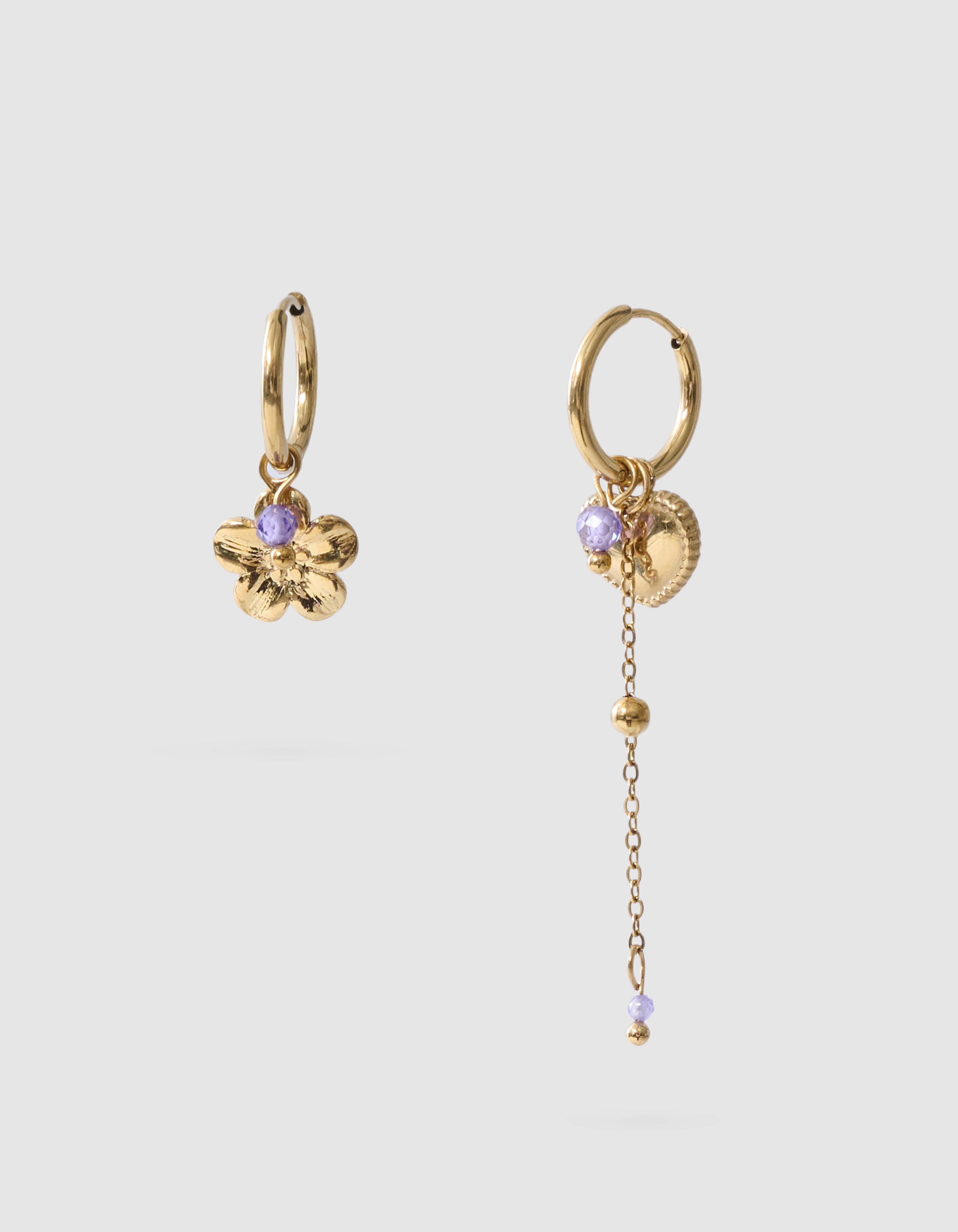 Herz/Blumen-Ohrringe Gold SHOEBY ACCESSOIRES