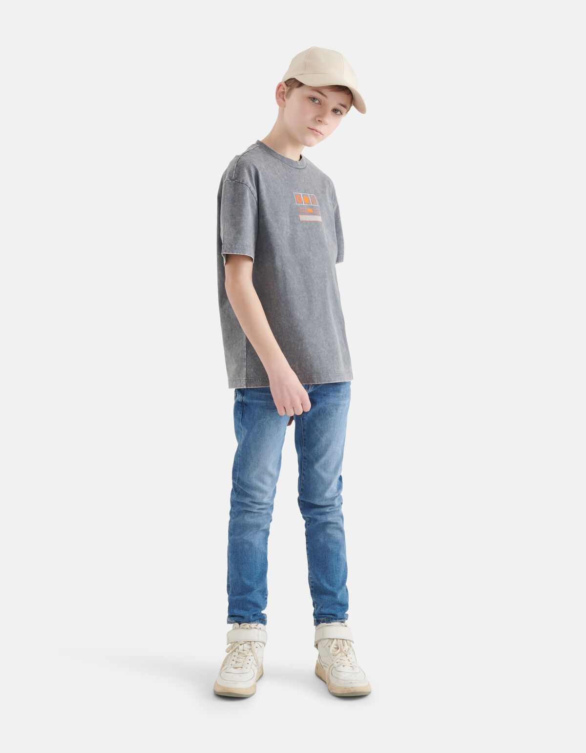 Gewaschenes T-shirt Hellgrau SHOEBY BOYS