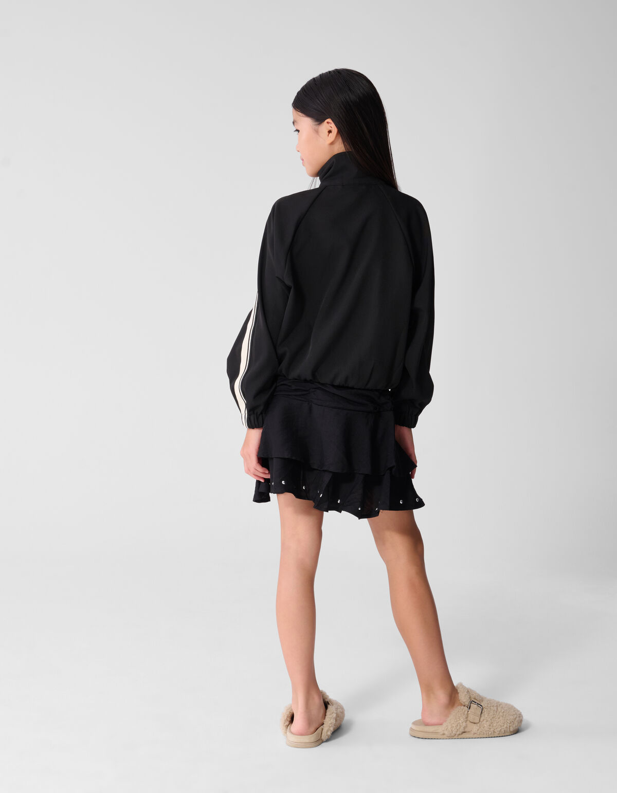 Ruffle Stud Rok Schwarz SHOEBY GIRLS