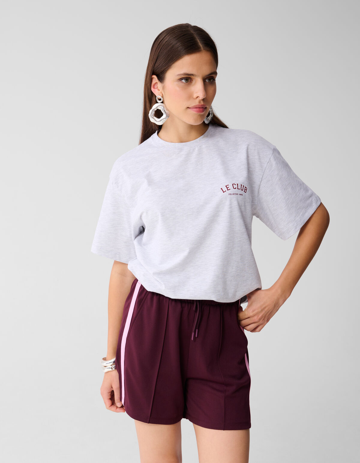 Übergroßes Le Club Artwork T-shirt Hellgrau SHOEBY WOMEN