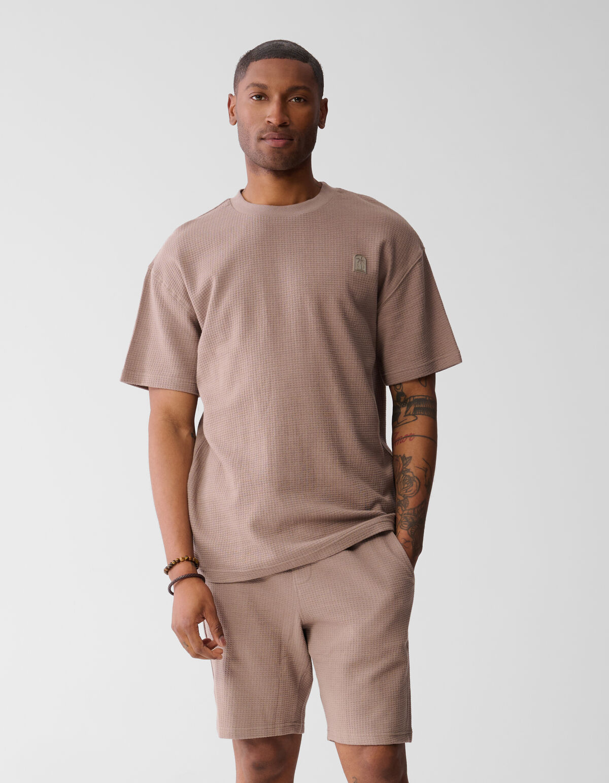 T-shirt mit Waffelstruktur Hellbraun SHOEBY MEN