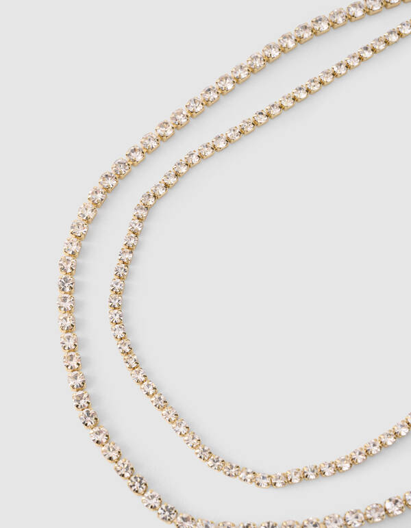 Doppellagige Strasskette Gold SHOEBY ACCESSOIRES
