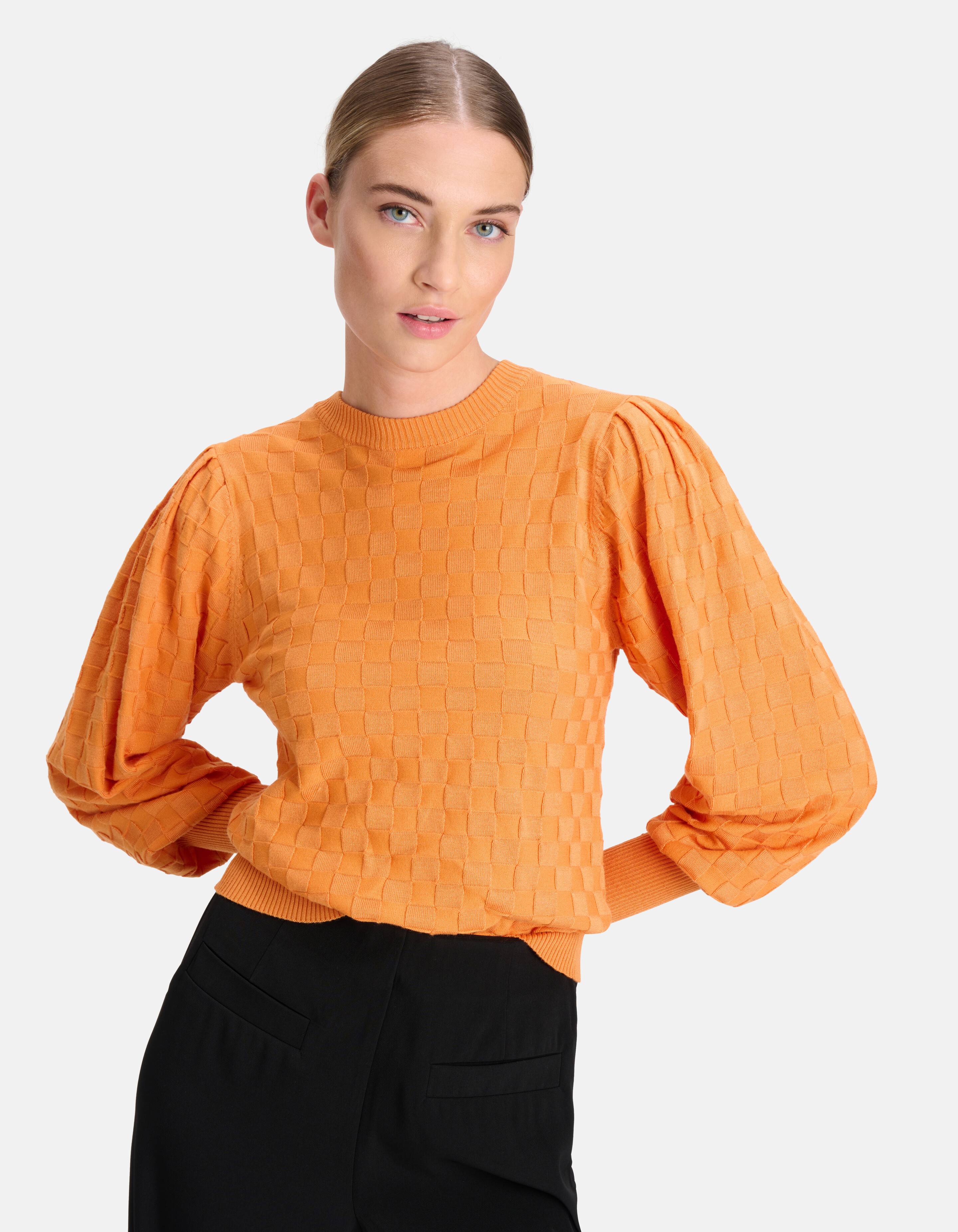 Plaid Print Pullover Orange von Mieke SHOEBY WOMEN