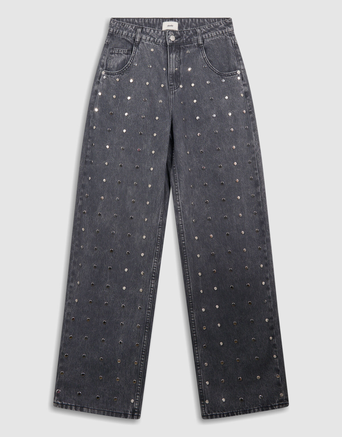 Jeans mit weitem Bein und Nieten in Grau SHOEBY WOMEN