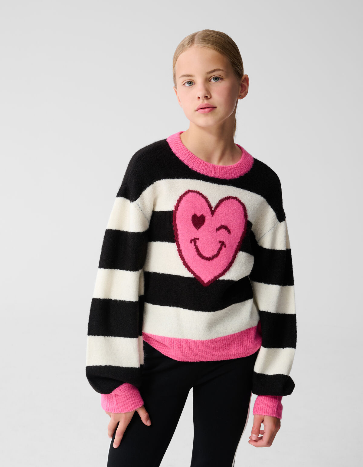 Smile Gestreifter Pullover Schwarz SHOEBY GIRLS