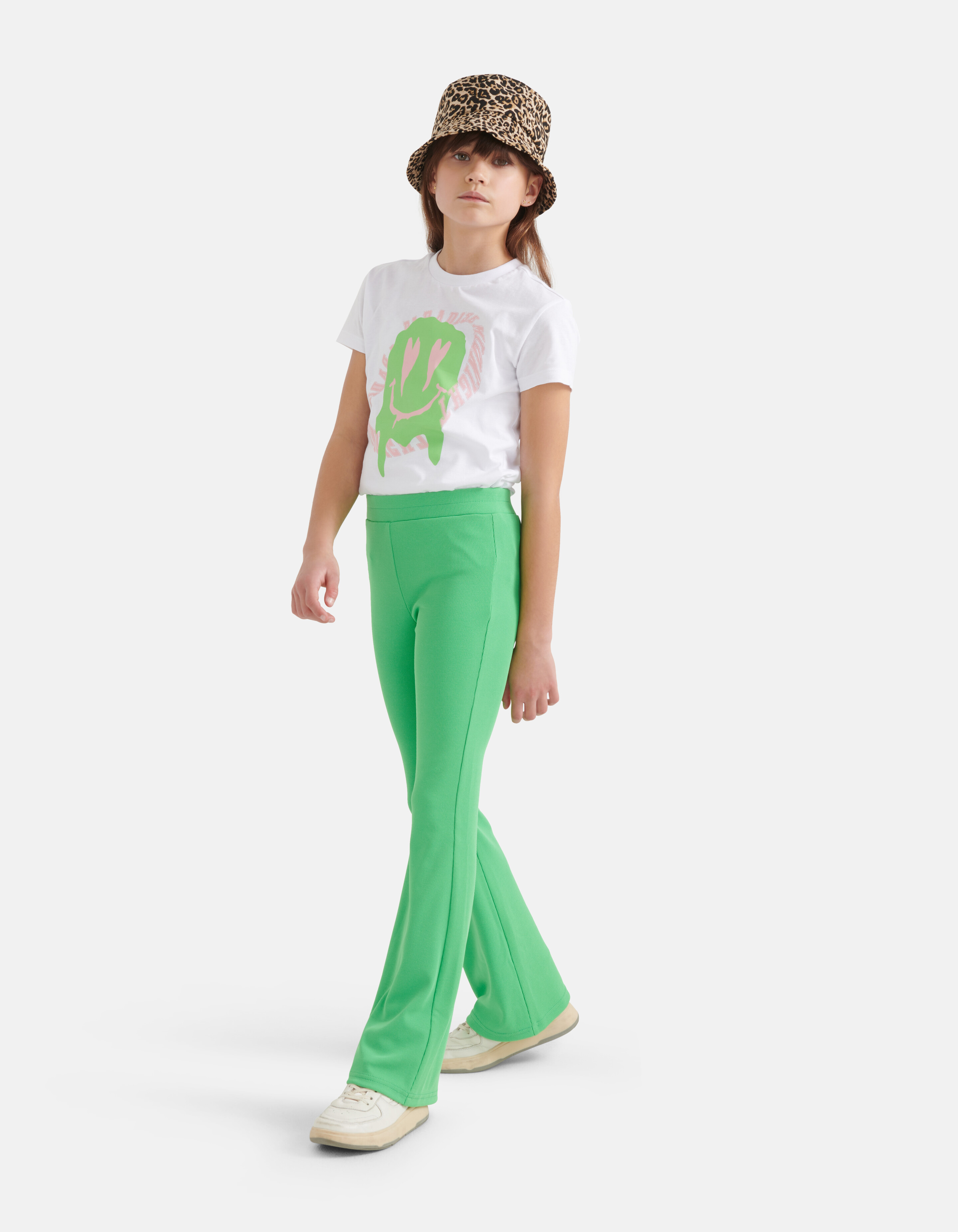 Ausgestellte Rippen-Leggings Grün SHOEBY GIRLS