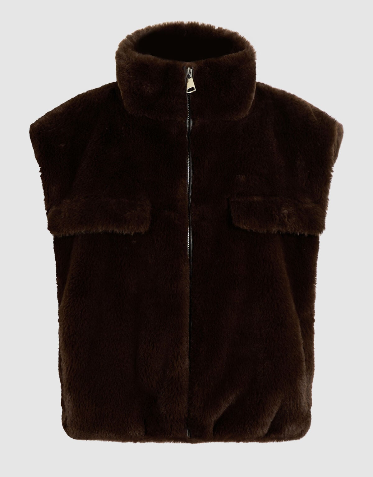Faux Fur Cargo Gilet Donkerbruin SHOEBY GIRLS