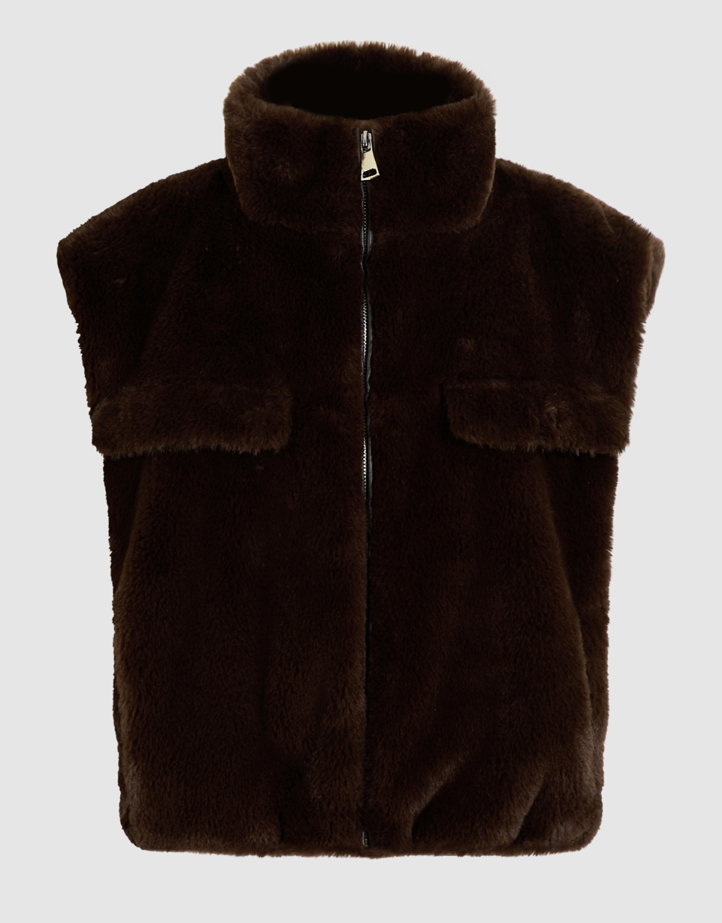 Faux Fur Cargo Gilet Donkerbruin SHOEBY GIRLS