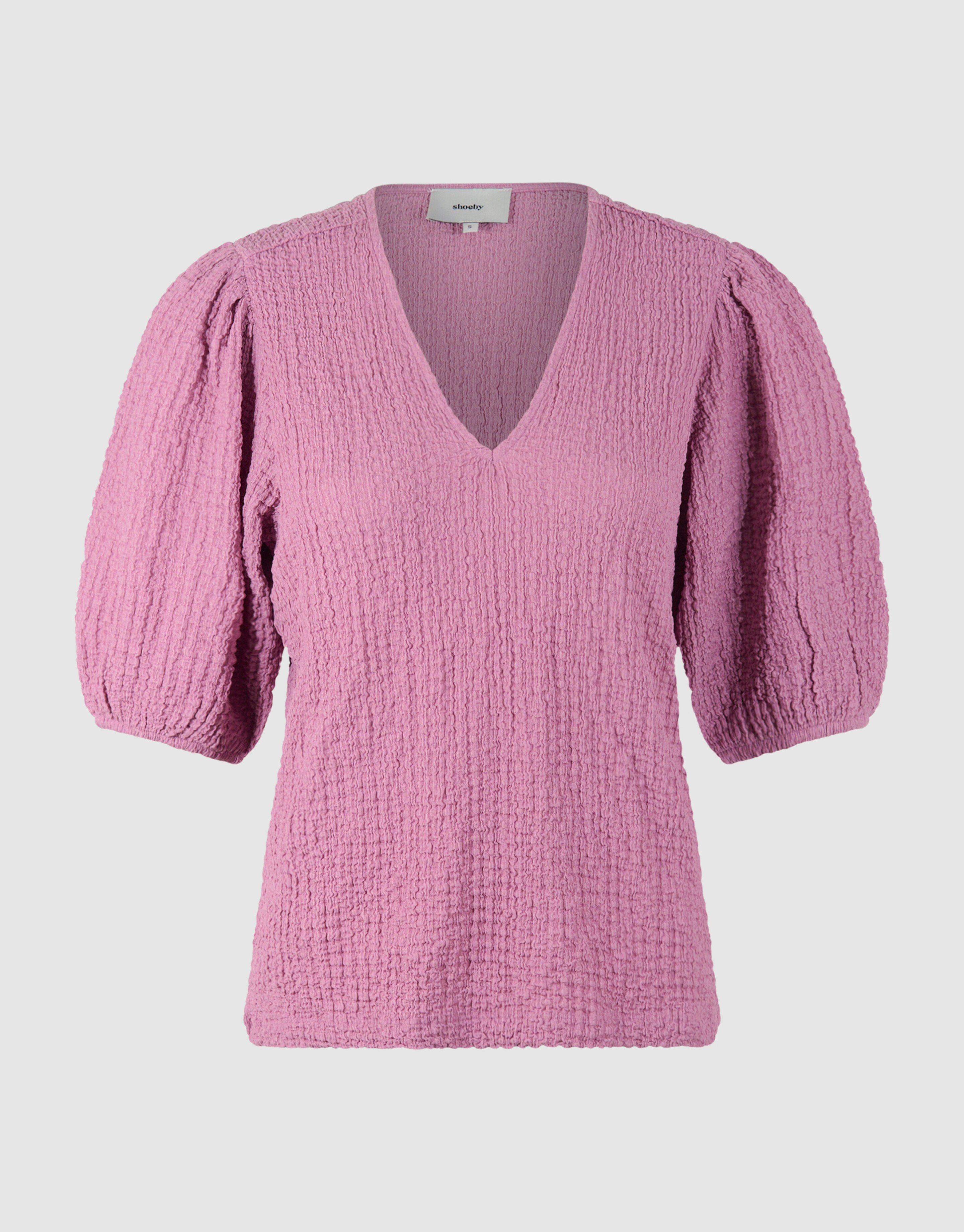 Crinkle-Top mit V-Ausschnitt in Rosa SHOEBY WOMEN