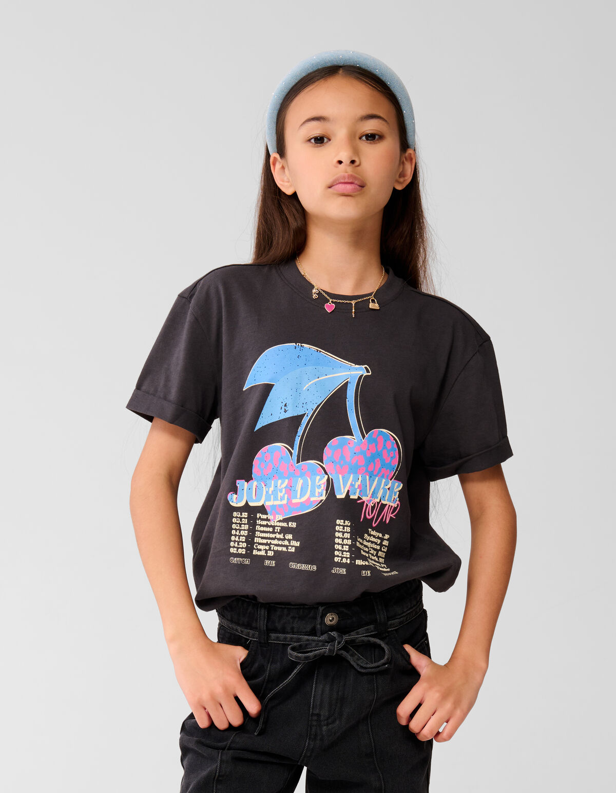 Vivre Artwork T-shirt Dunkelgrau SHOEBY GIRLS