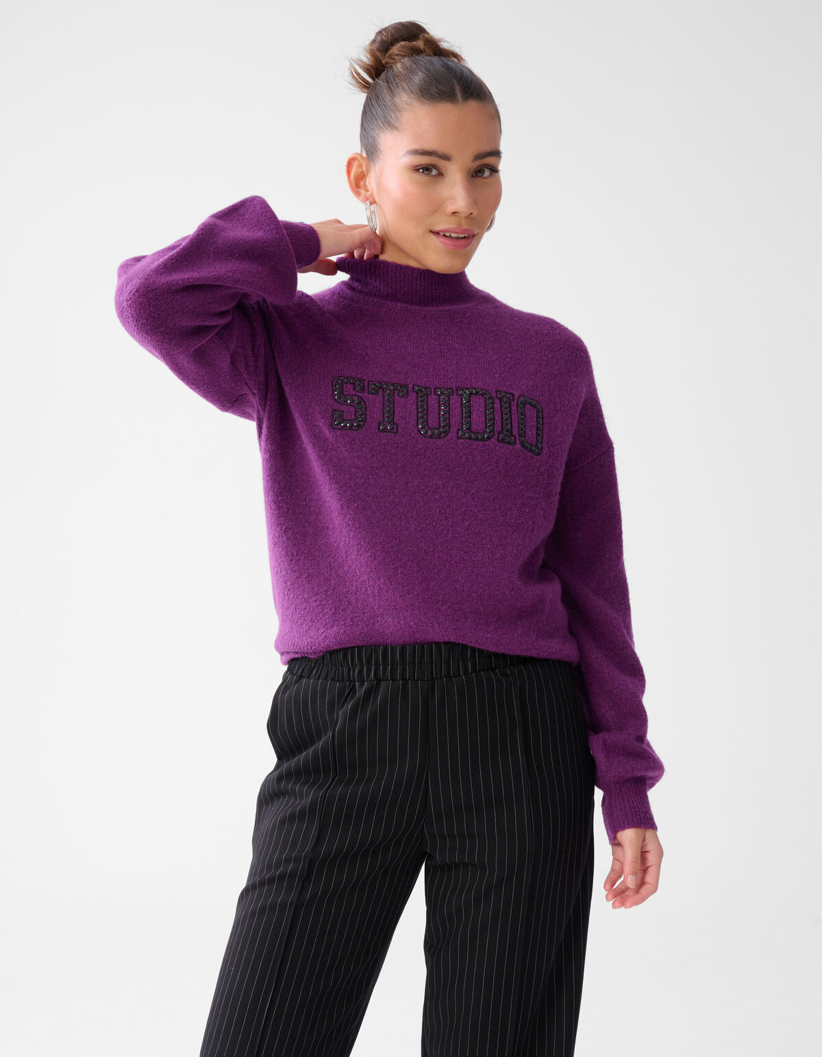 Studio Strass Pullover Dunkellila SHOEBY WOMEN