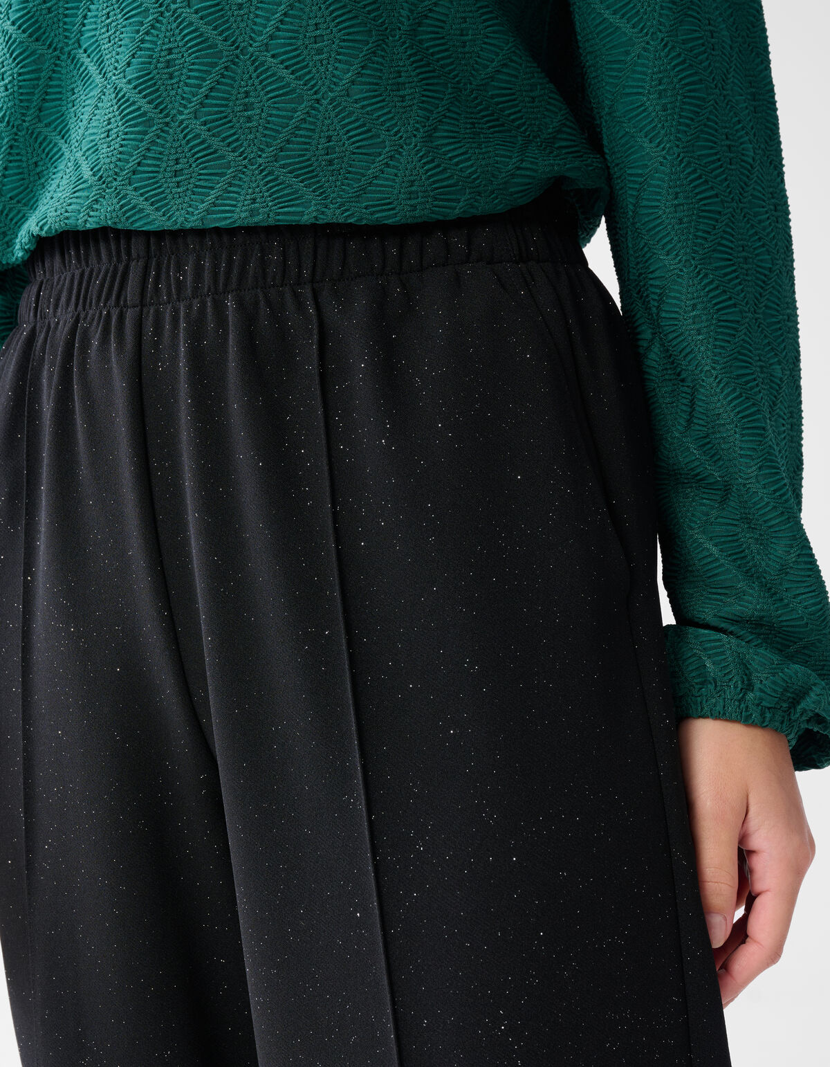 Glitzerhose mit weitem Bein Schwarz SHOEBY WOMEN