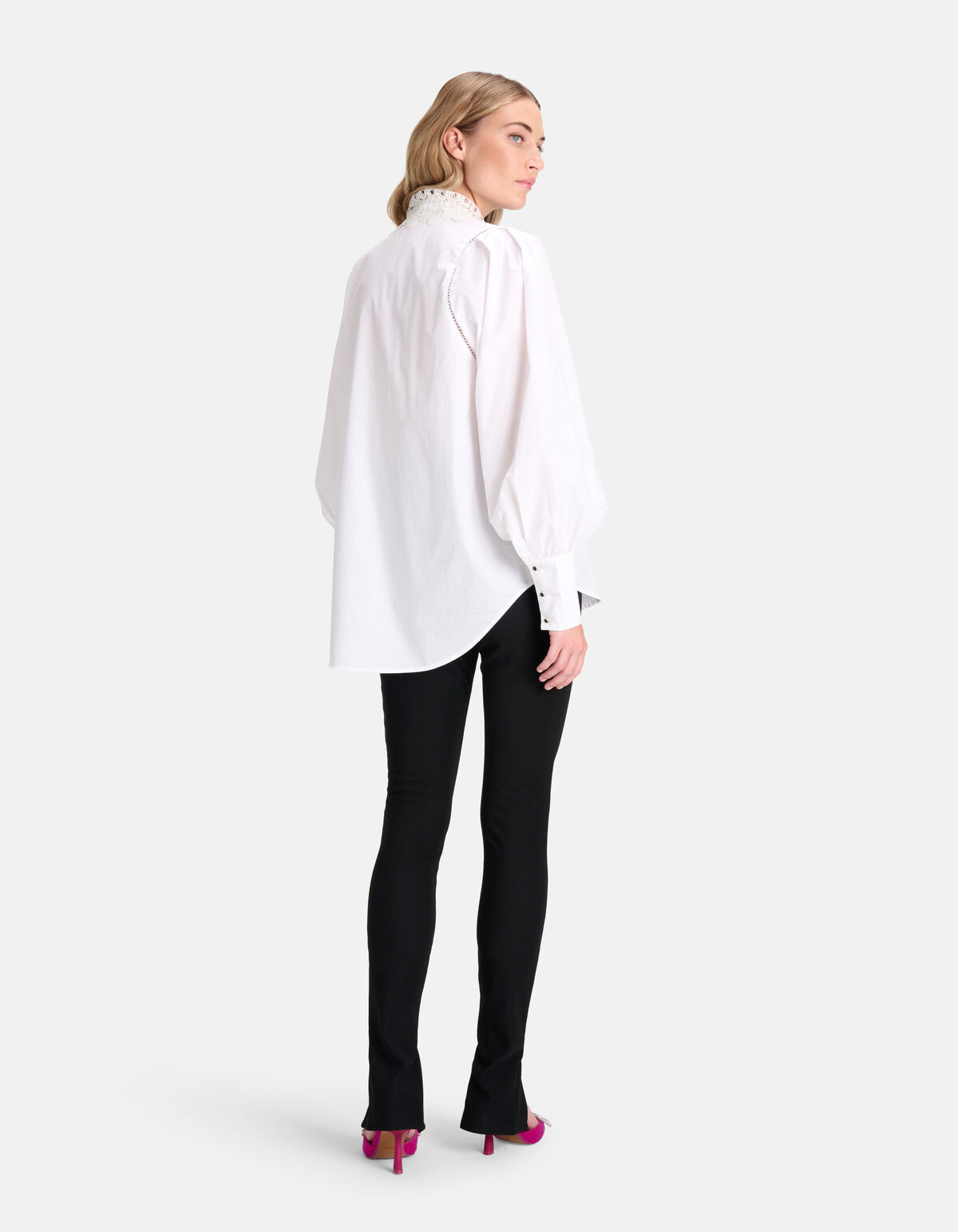 Bluse aus Spitzenpopeline Off White By Fred SHOEBY WOMEN