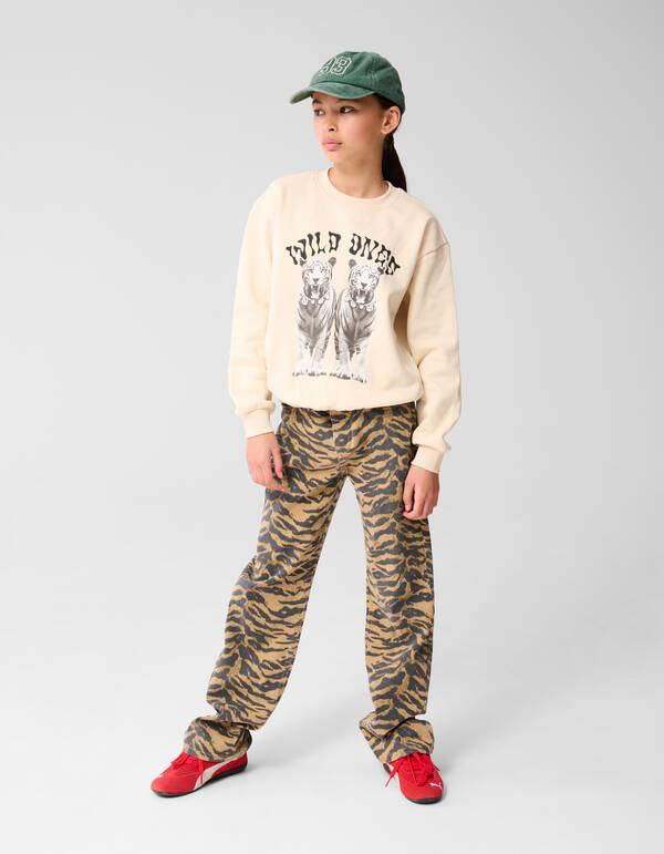 Tiger Kunst Pullover Gebrochen Weiß SHOEBY GIRLS