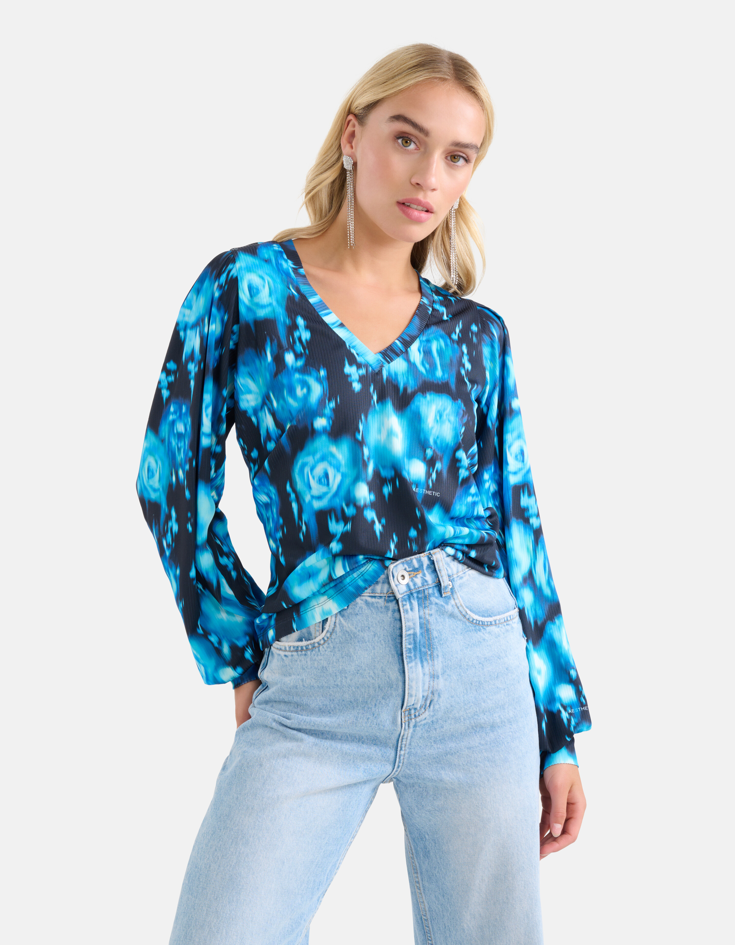 Rippstrick-Langarmshirt Blau SHOEBY WOMEN