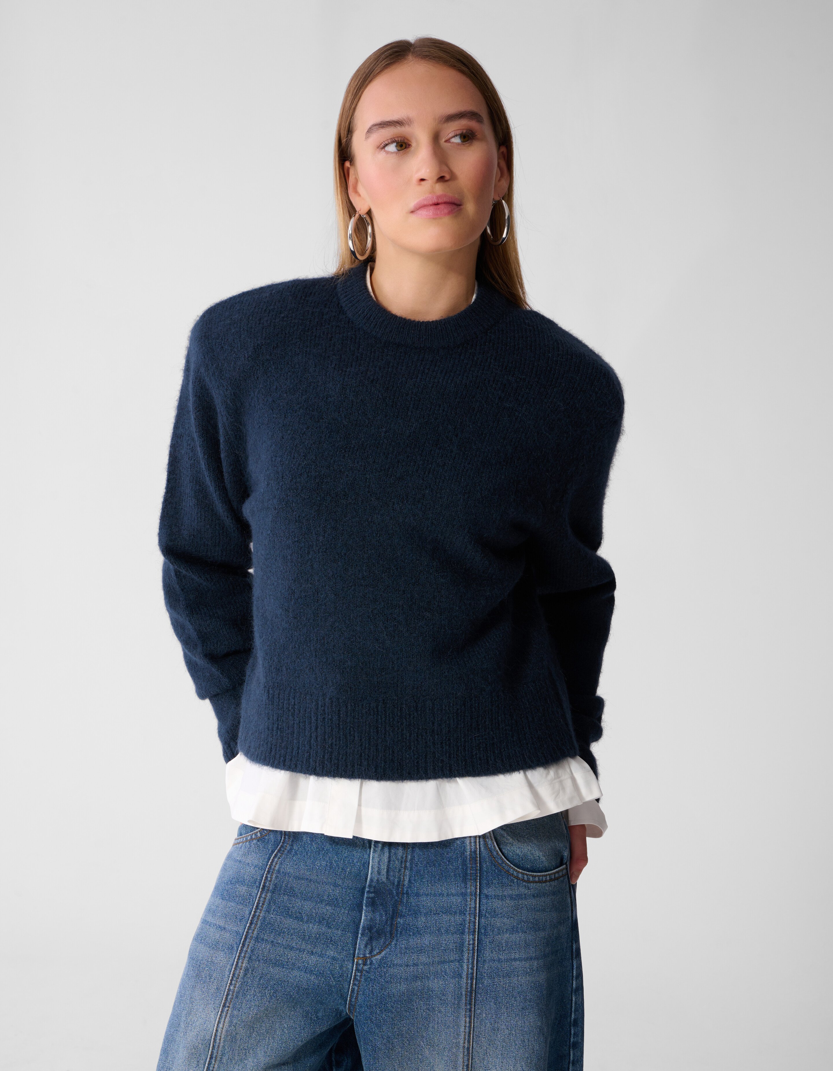 Shoulder Crew Strickpullover Dunkelblau SHOEBY WOMEN