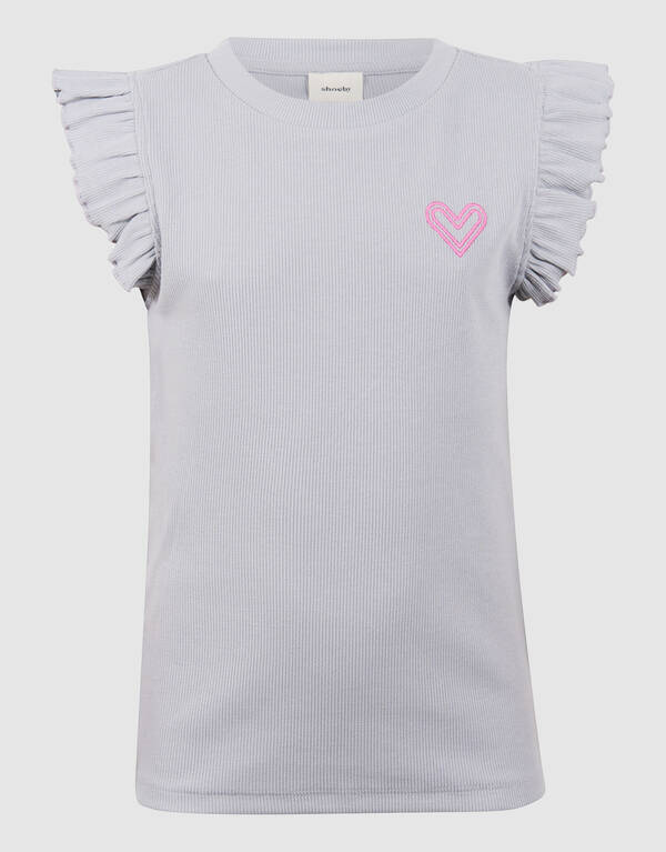 R&uuml;schen-Herz-Top Hellgrau SHOEBY GIRLS