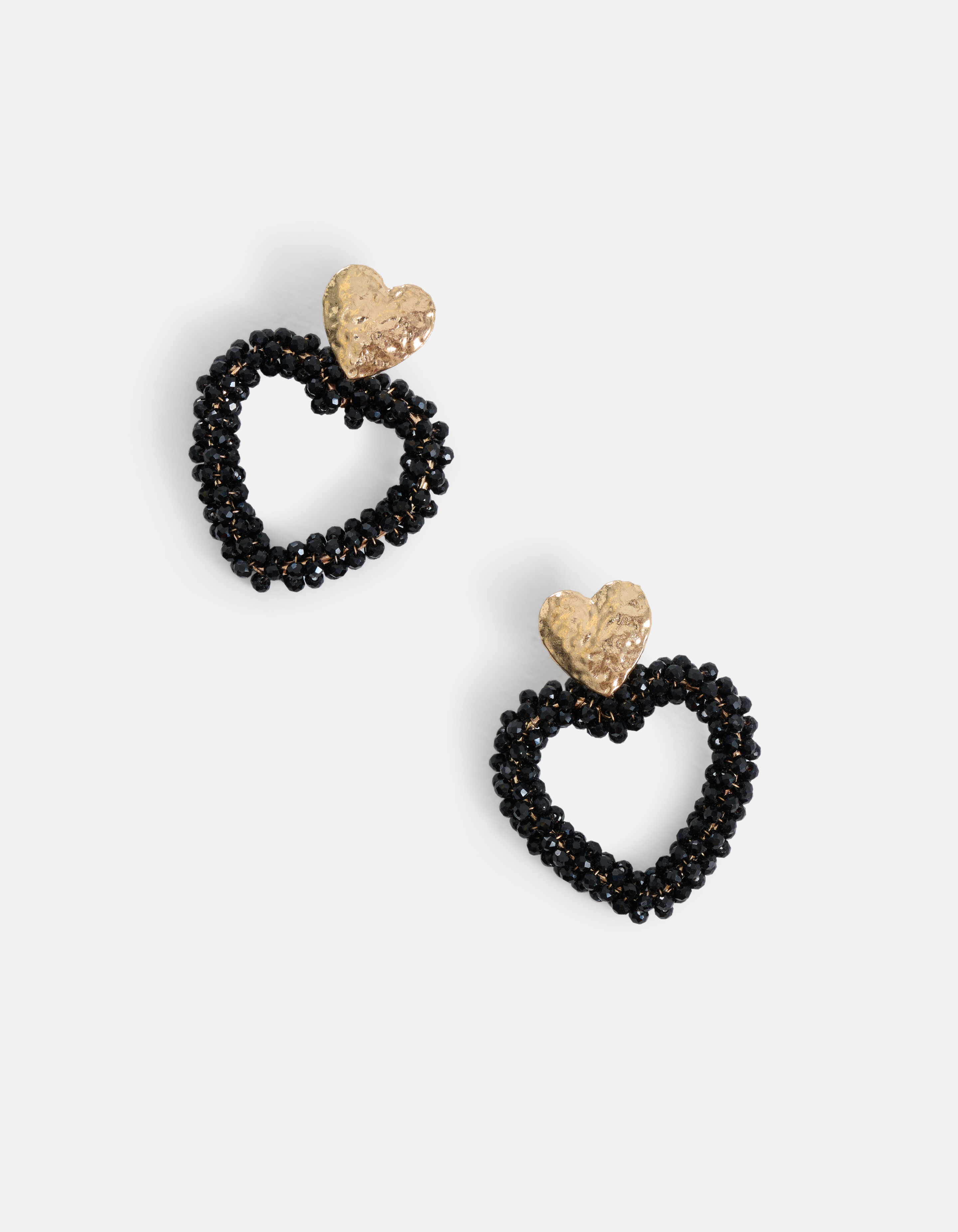 Perlenohrringe mit Herz Schwarz SHOEBY ACCESSOIRES