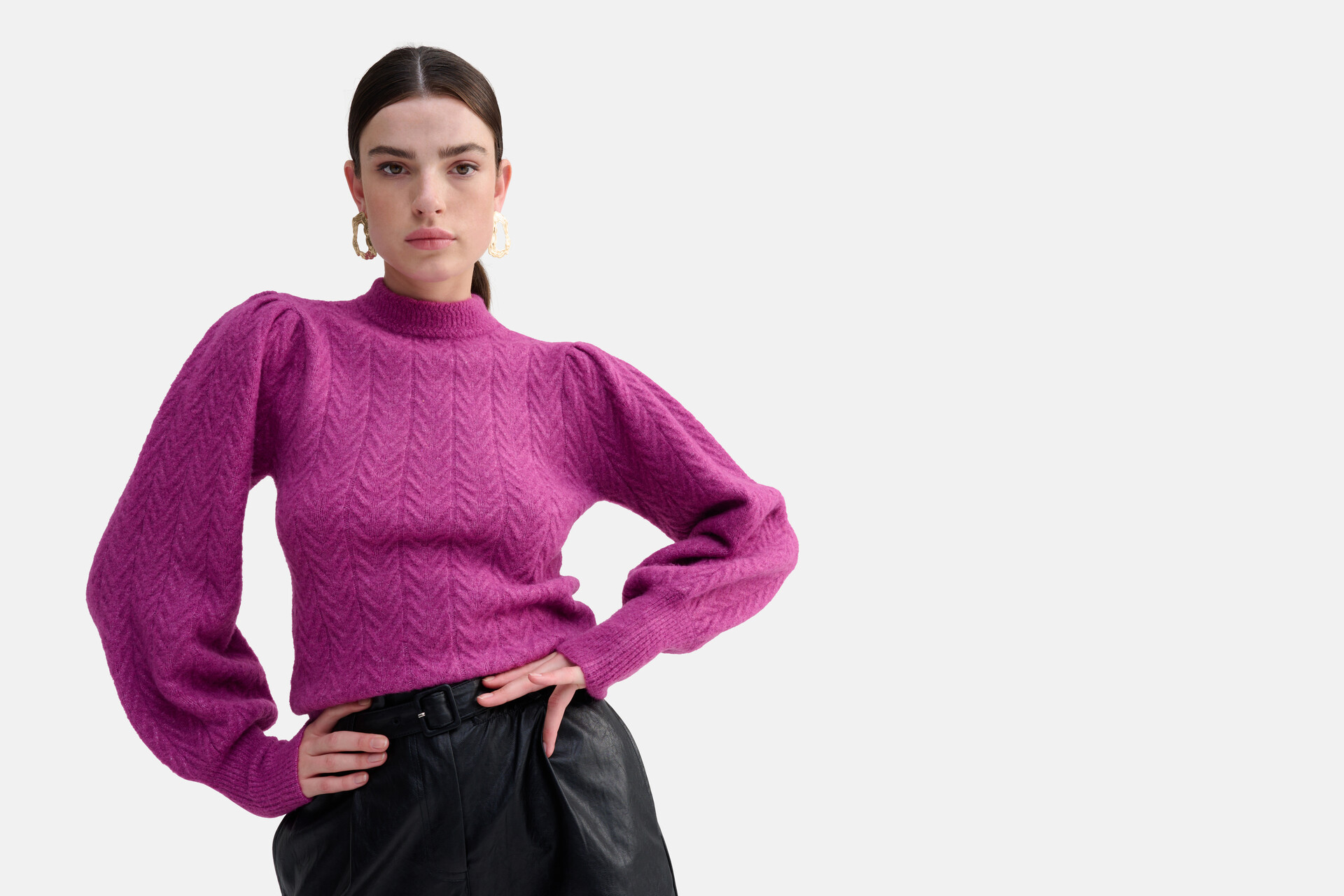 Pullover mit Puffärmeln Lila SHOEBY WOMEN