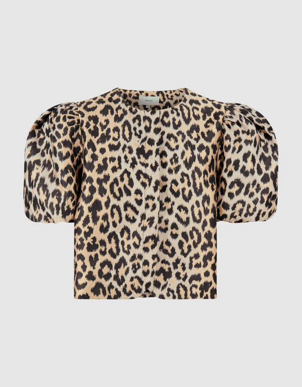 Leopard Puffärmel Blazer Hellbraun SHOEBY GIRLS