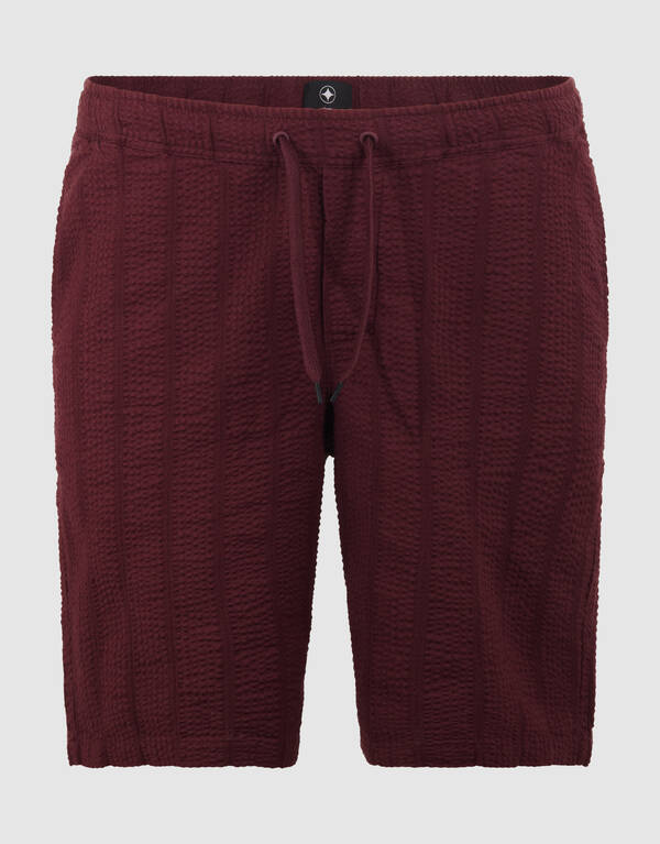 Seersucker-Streifen-Short Dunkelrot SHOEBY MEN