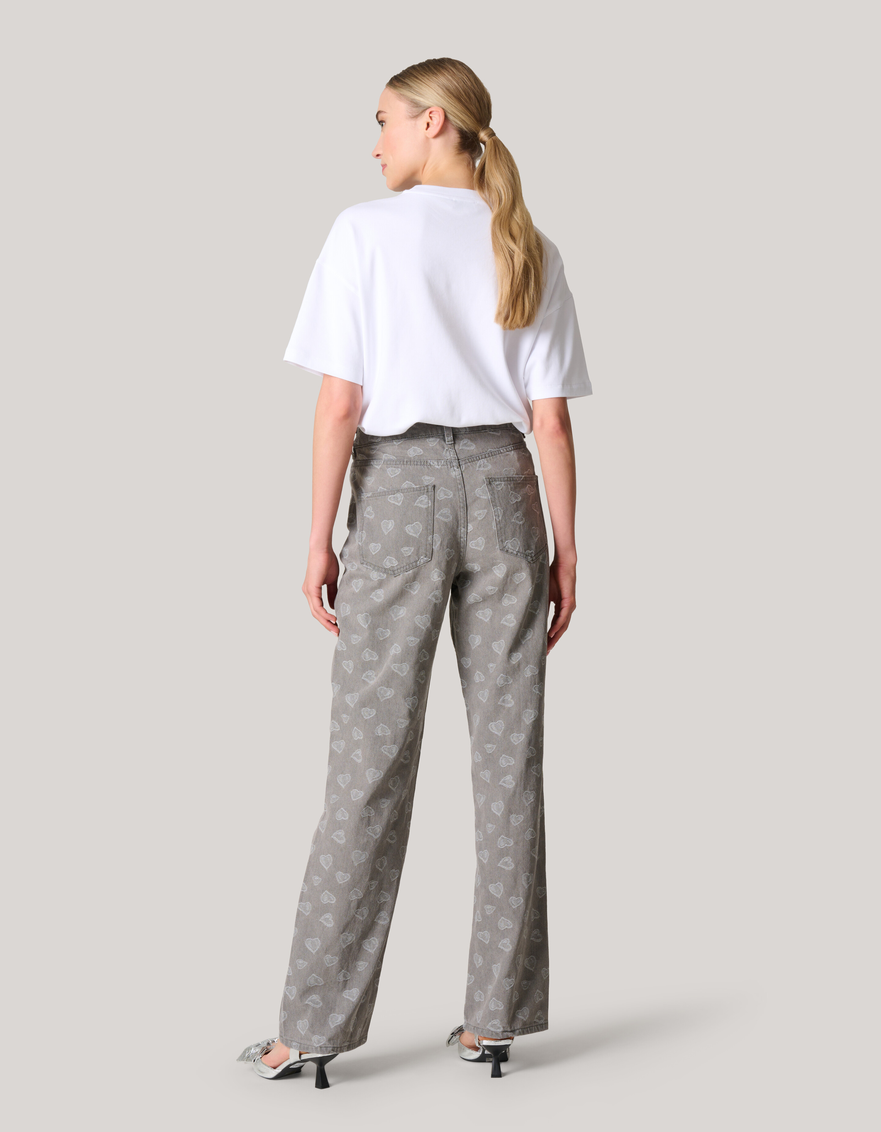Jacquard Straight Fit Jeans Hellgrau SHOEBY WOMEN