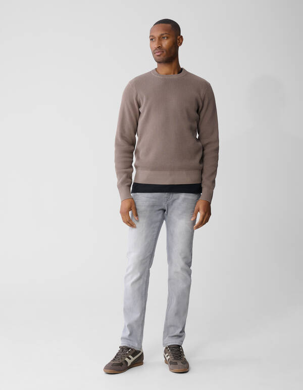 Gestrickter Waffel-Pullover Braun/Taupe SHOEBY MEN