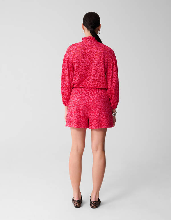 Bluse mit Spitzenrüschen Rosa SHOEBY WOMEN