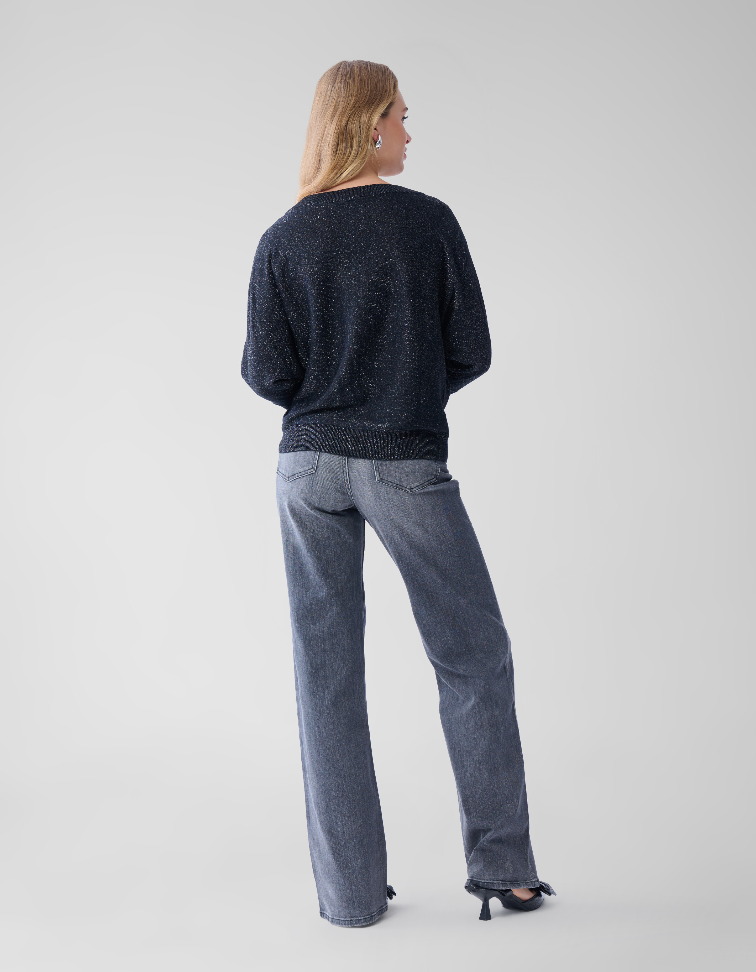 Glitzer Fledermausärmel Pullover Schwarz SHOEBY WOMEN
