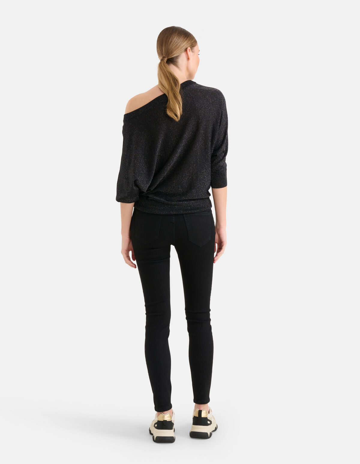 Glitzer Fledermausärmel Pullover Schwarz SHOEBY WOMEN