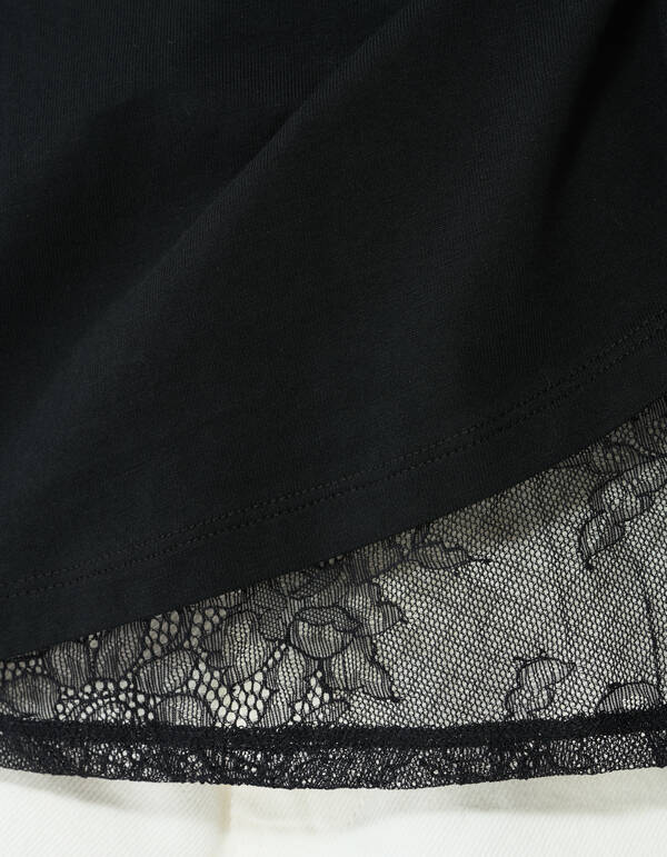 T-Shirt mit Spitzeneinsatz Schwarz SHOEBY WOMEN