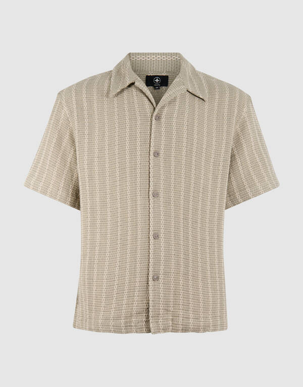 Gewebtes Streifen-Overshirt Hellgr&uuml;n SHOEBY MEN