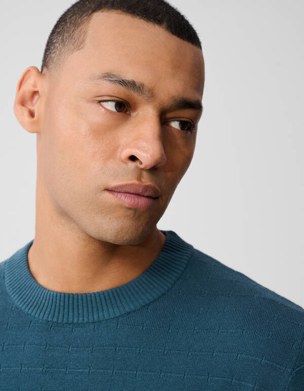 Strukturierter Strickpullover Dunkelgrün SHOEBY MEN