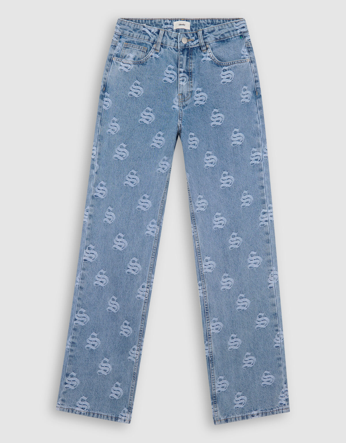 Jacquard Logo Straight Fit Jeans Mediumstone SHOEBY WOMEN