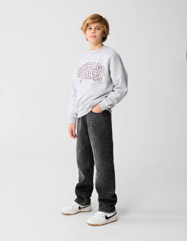 Chicago-Kunstdruck-Pullover, hellgrau SHOEBY BOYS