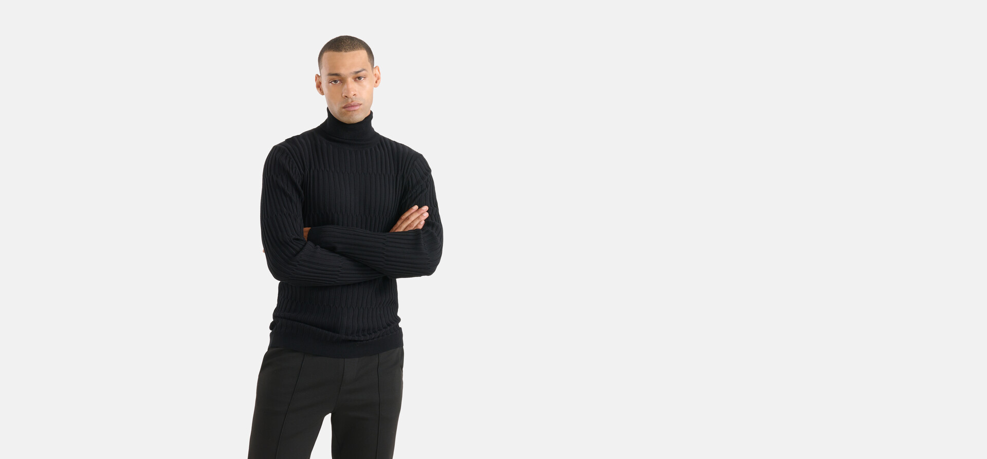 Textur-Rollkragenpullover Schwarz SHOEBY MEN